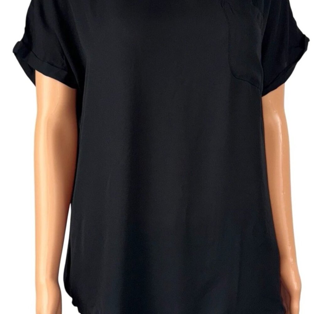 Buffalo David Bitton Womens Size XXL Black Woven Blouse Patch Pockets Keyhole 2X